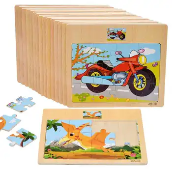 Hot Predaj Populárnej Deti Puzzle Montessori Hračky Zvierat Auto Drevené Puzzle Deti Skoro Vzdelávacie Hračky Dropshipping