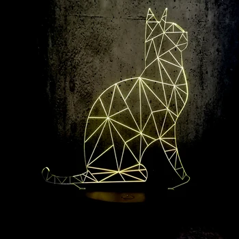 Krásne Zviera Shiny Cat 3D LED USB Lampa 7 Farieb Zmena Ilúzie Nočné Svetlo Domov Spálňa Stôl Dekorácie Osvetlenie Deti Hračky