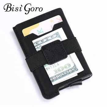 BISI GORO Pop-Up Peňaženky Automatické Puzdro na Kreditné Karty Mužov a Žien Kovové Karty Prípade RFID Kreditnej Karty Držiteľ Malé peňaženky