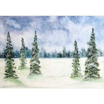 Funnytree kulisu pre fotografické štúdio zimné akvarel lesa, sneh, Vianočný stromček pozadí photobooth photocall