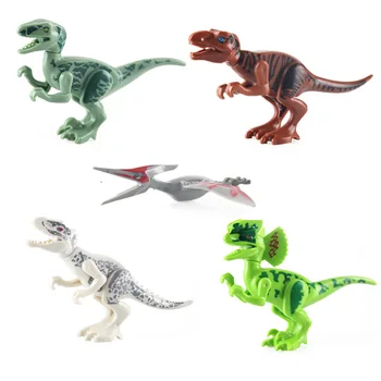 Veľkoobchod 100ks/veľa Dinosaura Jurský Svete Tehly Budovy Cartoon zvierat Bloky Dinosaura Údaje Dinosaurov akcie hračky
