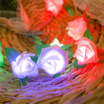 Rose LED Svetlá Kvetinová Víla String Svetla 20 Žiarovky, Batérie Prevádzkované Nočné Svetlo na Spálni Zrkadlo Steny Windows Dekorácie
