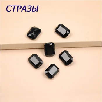 New Black Crystal Obdĺžnikový oktogon pointback sklenenými kamienkami crystal kamienkami diy oblečenie, Šperky, Dekorácie