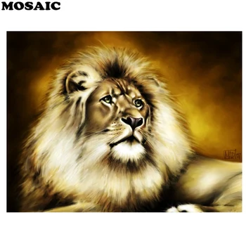 Foto na mieru Plné Námestie kolo Vŕtať 5D DIY Diamond Maľby zvierat lev 3d Výšivky Cross Stitch Mozaiky Domova