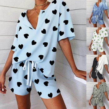 Ženy Pyžamo Nastaviť V Krku Pletené Bavlnené Pyžamá Voľný čas Sleepwear Odev Pijama Mujer Plus veľkosť Nohavice Ženy Oblečenie, oblečenie pre voľný čas