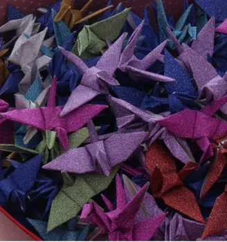 Diy ručné produktov origami Zlata prášku 7 cm papiera vtákov pre svadobné rekvizity & dovolenku dar, svadobné dekorácie, závesné dodávky