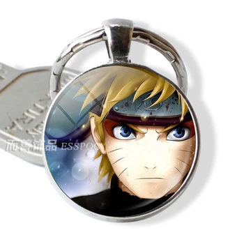 Anime Naruto Shippuden Keychain Prívesok Sklenenou Kupolou Cabochon Uzumaki Naruto Uchiha Sasuke Šperky, Módne Kľúč Reťazca Krúžok Darček