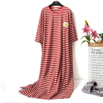 Jar Leto 2020 Noc Šaty, Spodná Bielizeň, Nočné Nosenie Bavlna Nightgown Sleepwear Ženy Prekladané Odev Na Spanie Šaty Fdfklak