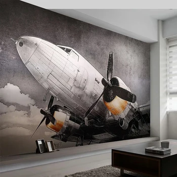Vlastné nástenné tapety Európsky štýl nostalgické lietadla nástenná maľba obývacia izba gauč TV reštaurácia tvorivé zázemie stenu decoratio