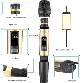 2ks/Set Ux2 Uhf Bezdrôtový Mikrofón Systém Prenosné Led Mikrofón Uhf Reproduktor S Prenosné Usb Prijímač Pre Ktv Dj Reči Zosilňovač