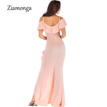 Ziamonga Maxi Party Šaty, Sexy Ženy Bez Ramienok Žena Halo Volánikmi Zábal Vysoká Rozdeliť Dlhé Šaty Na Leto, Elegantné Šaty Vestidos