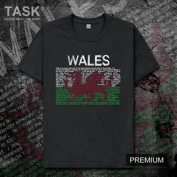 Wales Cymru Waleský WLS UK národný tím mens t tričko Krátky Rukáv Fashion športové oblečenie nové letné bavlna Vytlačené t-shirt tide