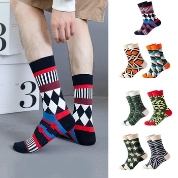 Jeseň Veľkoobchod Hip-hop Streetwear Skateboard Ponožky pančuchový tovar Zábavné Ponožky Mid-tube Pančuchy pre Ženy, Geometrické Tlačiť Nohy Kryt