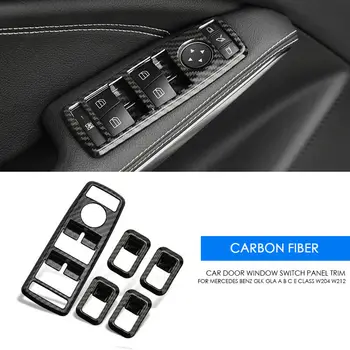 Carbon Fiber Black Silver Dverí sa Okno Prepnúť Panel Výbava Pre Mercedes Benz GLK GLA A B C E Trieda W204 W212
