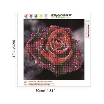 5D Diamond výšivky, kvetinové cross stitch crystal sady nedokončené dekoratívne diy diamond maľovanie rose 30 cm*30 cm C42