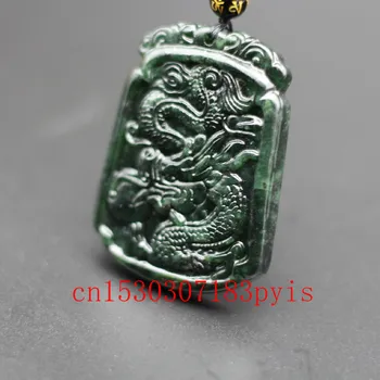 Prírodné Black Green Jade Dragon Prívesok Náhrdelník Čínsky Ručne Vyrezávané Kúzlo Šperky Príslušenstvo Amulet pre Mužov, Ženy Šťastie Dary