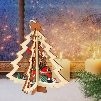 HILIFE Home Party Dekor DIY Vianočný Stromček Visí Ozdoby 3D Drevený Prívesok Vianoce, Výzdoba, Vianočný Strom Dekorácie