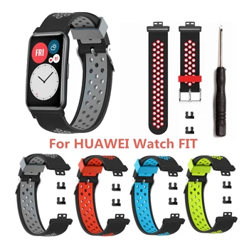 Pre Huawei Sledovať Nosenie Remienok Silikónový Dvojité Farba Watchband Ženy Muži Šport Náramok correa pre huawei fit smart hodinky remienok