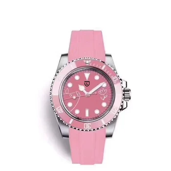 Vlastné luxusné značky vysokej kvality mužov automatické mechanické hodinky zafírové sklo plávanie sledovať noob sledovať AR červená