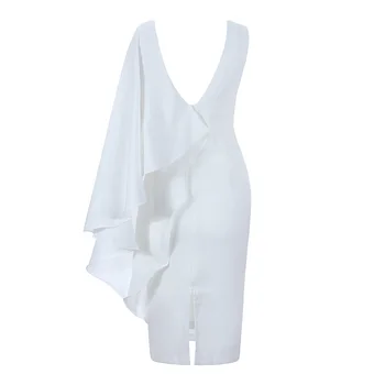 Kvalitné Biele tvaru Volánikmi Módne Elegantné Šaty Strany Letné Šaty