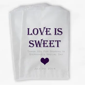 Vlastné Láska Je Sweet Candy formou Bufetu Liečbu Tašky - Osobné Svadobné Sprcha Prospech Tašky v Tmavo Fialovej a Šedej - Papierové Tašky
