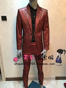 2020 nočný klub Nové pánske Dj, Spevák Módne Červená Svieti Bežné Vyhovovali Mužov Plus Veľkosť Formálne Šaty, Kostýmy Oblečenie