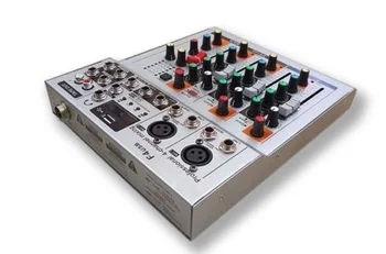 Profesionálne Štyri-Kanálový USB PA DJ Mixer s 3-band EQ & LED 48V phantom