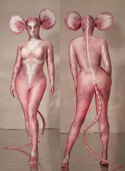 Sexy potkan kombinézu gogo 3D vytlačené kostýmy bar viesť tanečné DS tanec krásy myši kostýmy