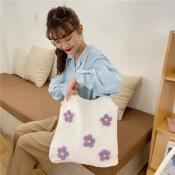 Japonsko a Južná Kórea iny dievča plátno taška cez rameno hyuna štýl malé daisy veľkú kapacitu umelecké plátno taška veľkoobchod