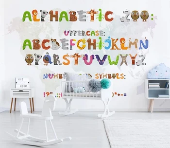 Dekoratívne tapety Cartoon zvierat abecedy deti miestnosti v pozadí na stenu