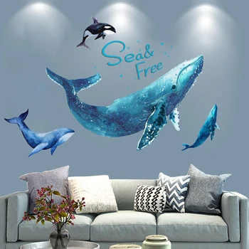 3D DIY Veľryba Dolphin Domova PVC Nálepky na Stenu, Tapety nástenná maľba na Stenu Umenie Kotúča, Plagát, Baby, Deti, Spálne, Dekorácie, Doplnky