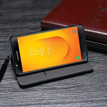 YeLun obal Pre Samsung Galaxy J7 Duo Prípade Vysokú Kvalitu Kože Flip puzdro Pre Samsung J720F Kryt Retro Business Štýle Telefón Taška
