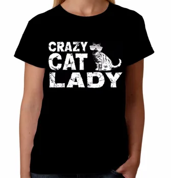 2019 Nové dámske Tričko Hot Predaj bavlna Lete Bežné Blázon Cat Lady Nový Dizajn Bavlny Famale Tee Tričko