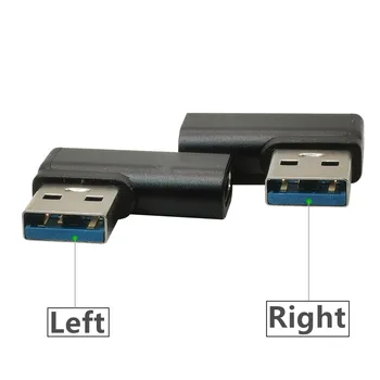 USB 3.0 Adapter Pravý Uhol Typu C Konektor Samica USB3.0 90 Stupňov Vľavo A Vpravo Zliatiny Adaptér Čierna Strieborná