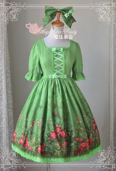 Čarovná záhrada gradient šifón tlač op lolita šaty