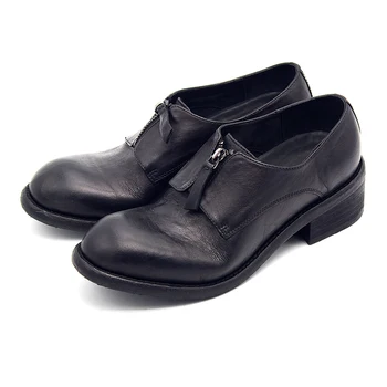 Vintage Štýl, Čierna Formálne Podnikania Úplné Zrna Kožené Topánky Ručne vyrábané Originálne kožené Pánske Oxfords