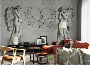 WDBH 3d tapeta vlastné fotografie Európskej anjel hudby reliéf charakter TV miestnosť domova 3d nástenné maľby, tapety na steny, 3 d