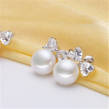 Dainashi Elegantné Pravých Sladkovodných Pearl Náušnice Jemné Šperky 925 Sterling Silver Zirkón Luk-uzol Stud Náušnice pre Ženy