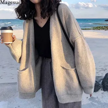 Móda Cardigan tvaru Pletené Jesenné a Zimné Sveter Ženy Zimné Oblečenie Žien, Topy 2020 Nové Voľné Hrubý Sveter 11261