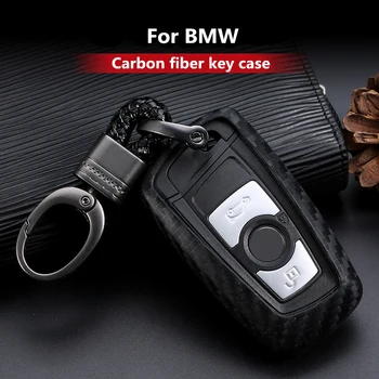 Carbon Fiber Vzor Silikónové Tlačidlo Krytu Prípade Keychain Pre BMW 520 525 730li 740 118 320i 1 3 5 7 Série X3 X4 M3 M4 M5