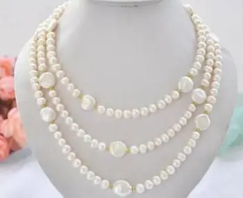 Krásne Dlhé 60 palec 7-13mm white pearl mince náhrdelník