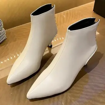 Jediné Topánky Zimné Podpätky Jeseň 2020 Nové dámske Vysoké podpätky Zips Ukázal Prst Chelsea Botas Mujer Zapatos De Mujer