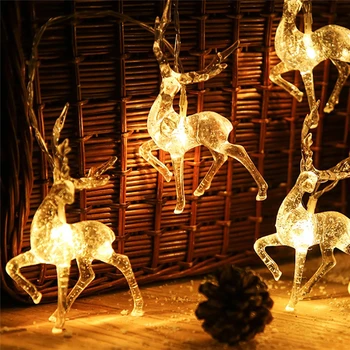 Kreatívne Transparentné Vianočné Elk LED Reťazec Svetlo Vianočný Strom Visí Víla, Nočné Lampy