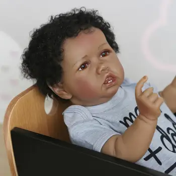 NPK 56 CM Bebe reborn mäkké plné telo silikónové bábika chlapec African American dieťa black bábiky hračky