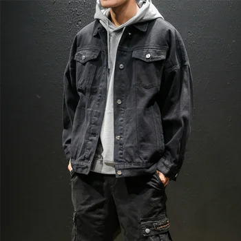 Jeans Bunda Streetwear Muži Jeseň Zimné Módne Retro Voľné Denim Jacket Muž Bežné Hip Hop Jacket Jeans Mens Kabát Oblečenie