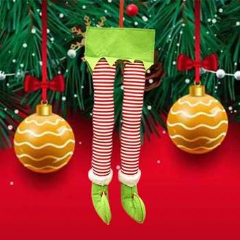Novinka Vianočné Santa Elf Nohy Zábavné Plyšové Plnené Nohy s Obuv Vianočný Strom Dvere Auta Ornament Dekorácie