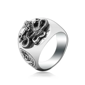 S925 mincový striebro šperky osobnosti trend mužov ručné dragon krúžok