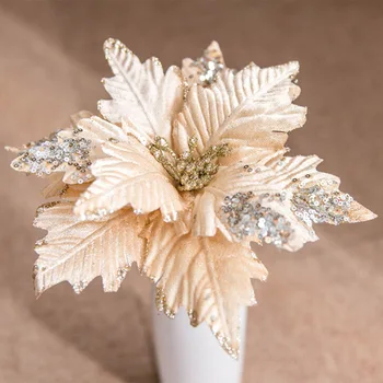 Umelé Kvety Lesk Sequined Velvet Ručne vyrábané Vianočné Kvet DIY Domáce Stranu Kvet Hlavu Svadobné Dekorácie