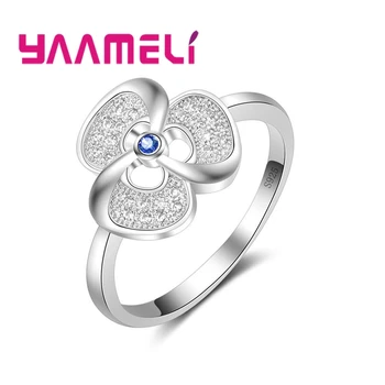 Módne Šperky Príslušenstvo Bague Femme Fashion Romantické Kvetinové Krúžky Pre Ženy 925 Sterling Silver Crystal Krúžok Veľký Výpredaj