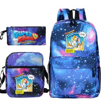 Plecak Mochila Super Zings Batoh Anime, Komiksu, 3 Ks Sada s Perom Taška Tašky cez Rameno Superzings Bookbag Základnej Školskej Darček